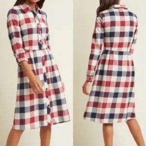 Modcloth plaid shirt dress Medium